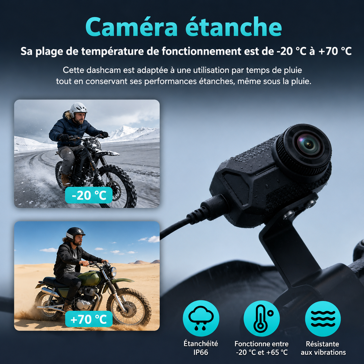 Dashcam Moto 1080P – Caméra de Bord Étanche Wi-Fi 170° - Dashora