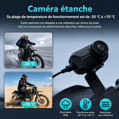 Dashcam Moto 1080P – Caméra de Bord Étanche Wi-Fi 170° - Dashora