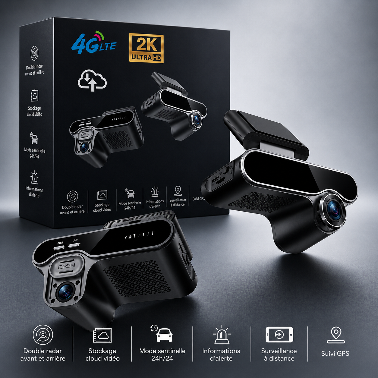 Dashcam Voiture 2K GPS Surveillance Parking - Dashora