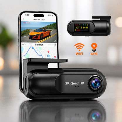 Dashcam Voiture 2K Mini Wi-Fi – GPS Surveillance Parking - Dashora