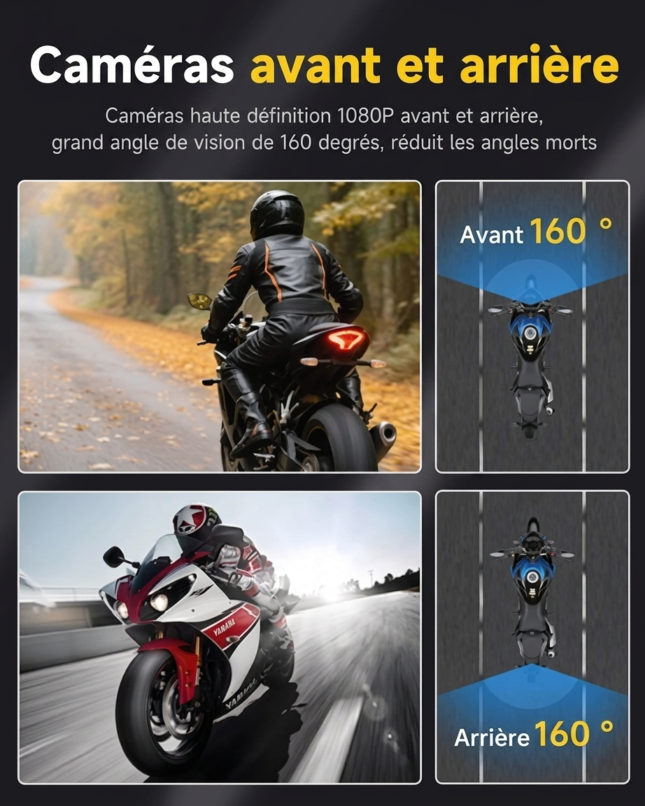 Dashcam Moto Full HD 360° - Dashora